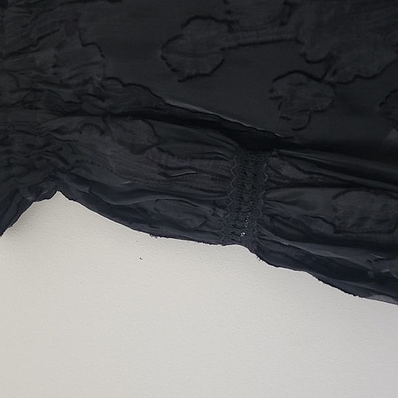 Alexis Raza Off Shoulder diaphanous organza Black top Size Small - Picture 12 of 16